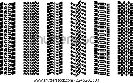 Set of SUV and jeep tire tracks, silhouette vector file in black color