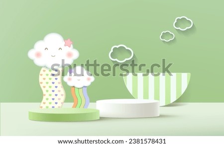 Podium empty display scene presentation for kids or baby product placement 3d background

