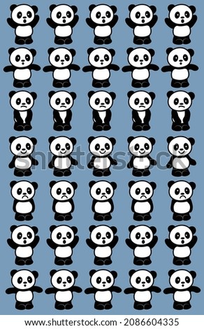 Creative pattern with cute panda cubs expression theme.