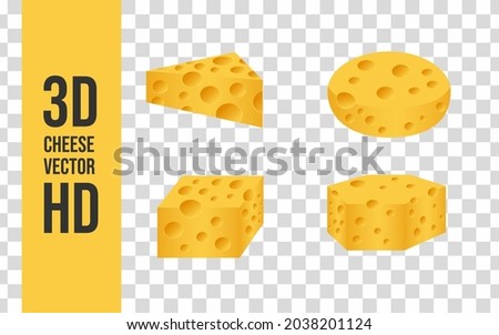 set of 3D Cheese vector HD 