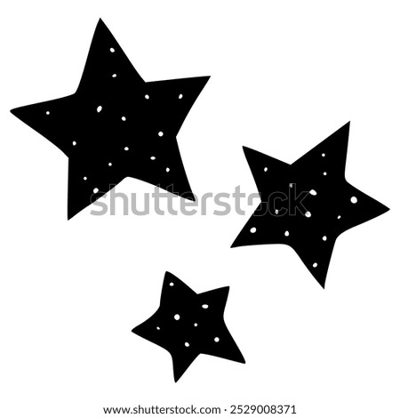 set of stars with dots patterns hand drawn glyph icon