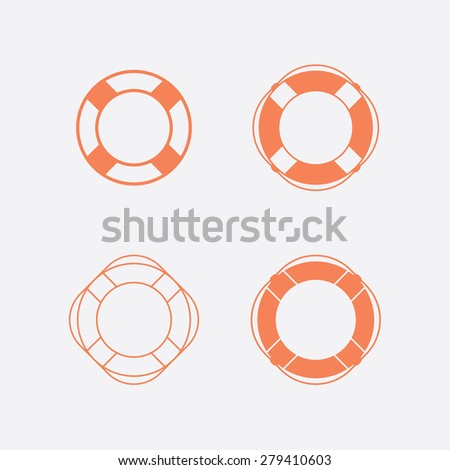 Lifebuoy / life preserver icon set. Vector illustration
