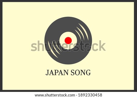 vinyl and japan flag logo design template. song logo