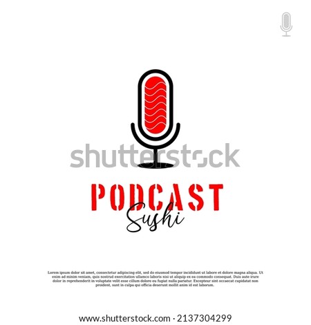 podcast sushi logo vector design template