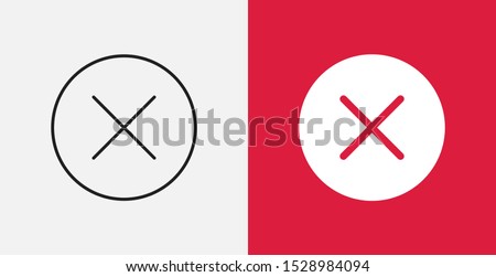Delete icon, flat design style. X Circle vector icon isolated on background. Incorrect Icon. Close icon. Line and filled icons set
