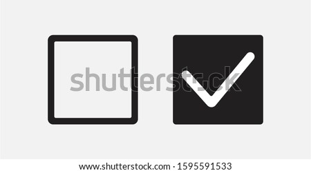 Checked, unchecked symbols, Checkbox set with blank and checked checkbox icons. Vector illustration icon