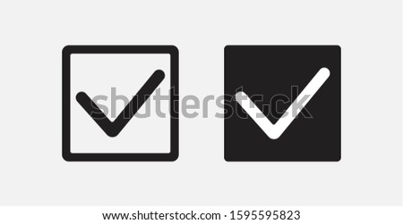 Checkbox icon in different style vector illustration. Filled and outline checkbox icons set