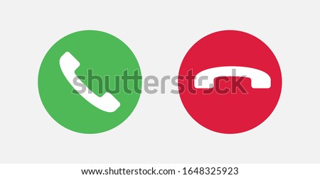 Answer and decline phone call buttons. Vector illustration icon.  Phone call. Telephone sign. Accept call and decline phone icons. 商業照片 © 