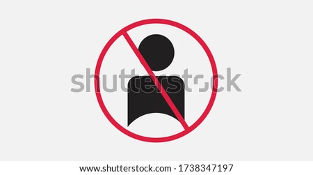 No user sign icon. Red prohibition sign. Filled vector icon. Stop symbol. Do not enter person icon.