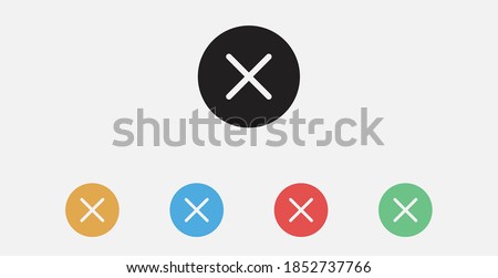 Delete icon, flat design style. X Circle vector icon isolated on background. Incorrect . Close icon. Filled icon. Set of colorful flat design icons