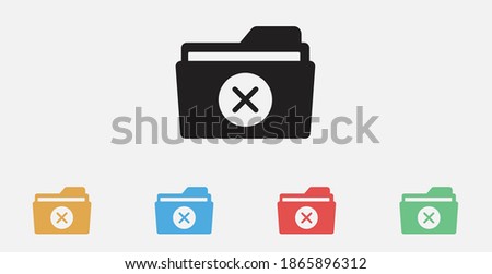 Delete folder icon. Folder delete, remove, cancel icon. Filled vector icon. Vector illustration icon. Set of colorful flat design icons