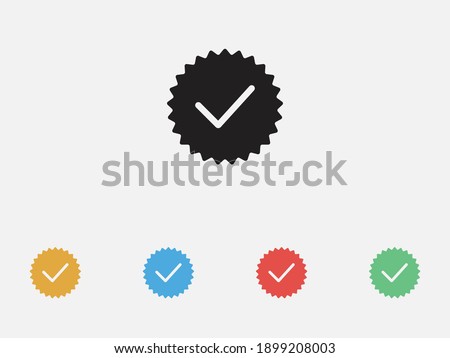 Guaranteed stamp or verified badge. Verified icon stamp. Approved icon vector. Vector illustration. Quality icon. Set of colorful flat design icons. 