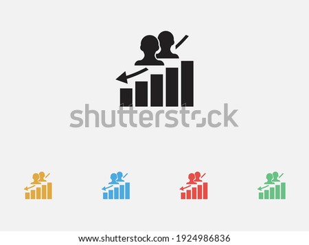 Audience declining graph icon. Vector illustration icon. Simple vector icon. Chart, people icon. Set of colorful flat design icons.