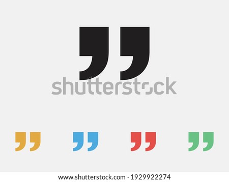 Quote sign icon. Quotation mark symbol. Double quotes. Filled icon. Set of colorful flat design. 