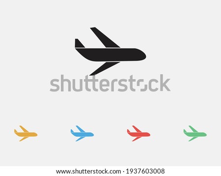 Airplane icon, Airplane vector illustration icon. Flight icon. Aircraft or Airplane icon. Set of colorful flat design icons