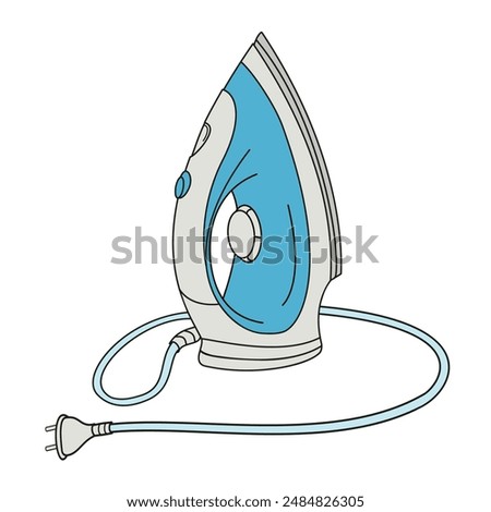 electric iron color vector illustration	