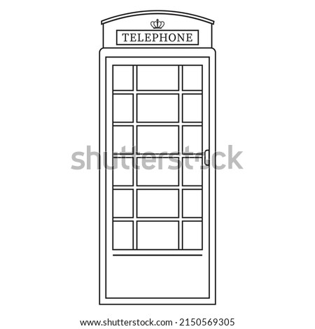 phone booth black outline icon, vector isolated illustration in doodle style