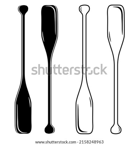 Wooden boat oars, icon set black stencil silhouette vector illustration on white background ストックフォト © 