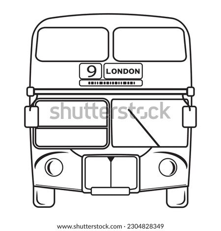 Double-decker London bus city transport double decker sightseeing contour outline line icon black color vector illustration image thin flat style
