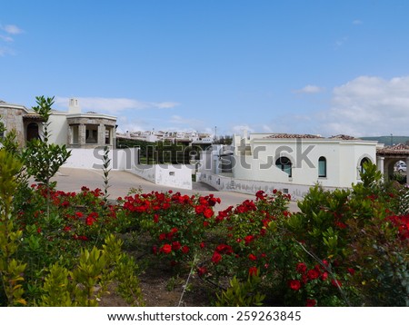 ALGHERO, MAY 17 2013 - White houses in holiday resort Vista Blu in Alghero, Sardinia Italy
