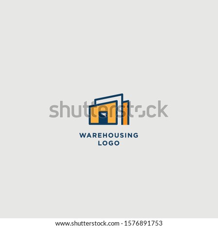 Abstract modern warehouse building logo with minimalist style