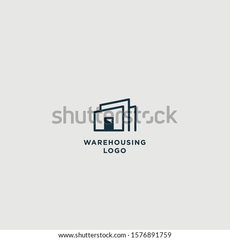 Abstract modern warehouse building logo with minimalist style