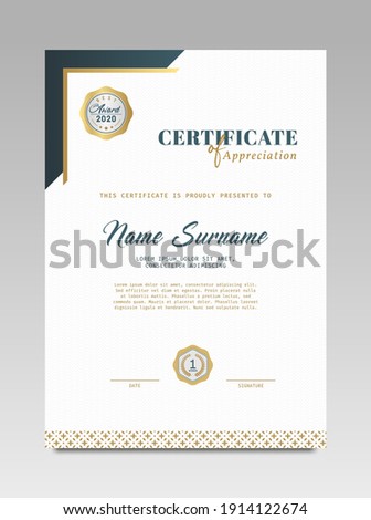 Certificate template awards diploma background vector modern design simple elegant and luxurious elegant. layout vertical in A4 size