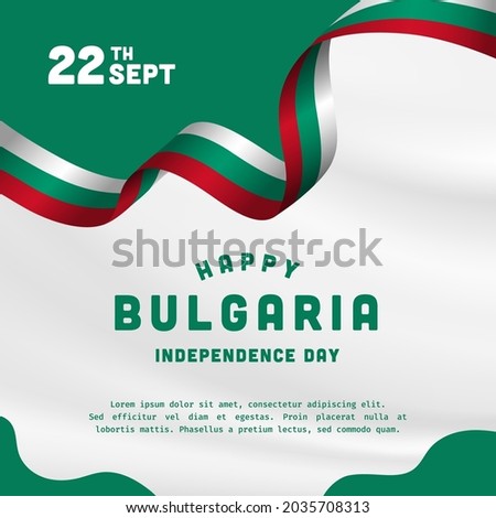 Square Banner illustration of Bulgaria independence day celebration. Waving flag and hands clenched. Vector illustration.