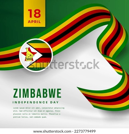 Square Banner illustration of Zimbabwe independence day celebration with text space. Vector illustration.
