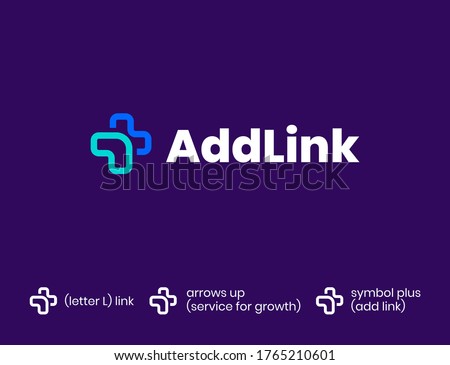 Add Plus logo design template set. Vector collection of Add Link emblems, signs, badges. Graphic plus icon symbols Social, branding. Add Plus label illustration background