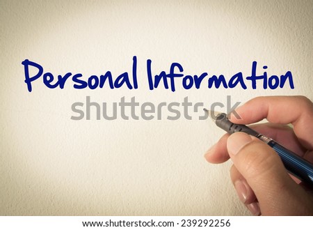 Personal information text write on wall