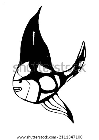 Fish, black and white image.