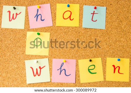 cork board what how when written with pinned post it