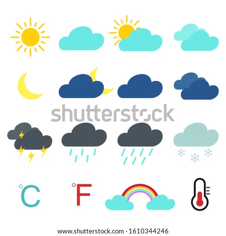 Weather Symbol icon colorful full set vector