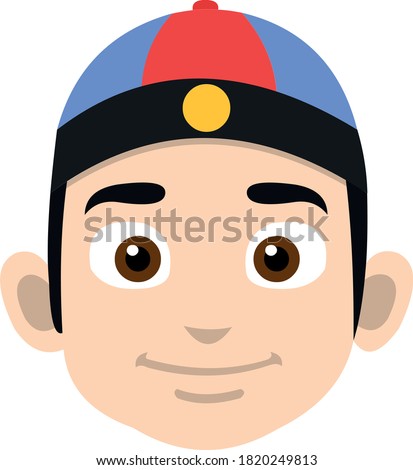 Vector illustration of emoticon of a Chinese man's face