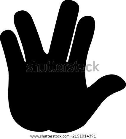 Vector illustration of the black silhouette of a hand doing the classic vulcan salute