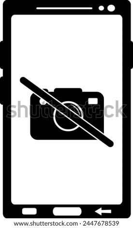 vector illustration black and white icon of smartphone or mobile phone with its camera disabled