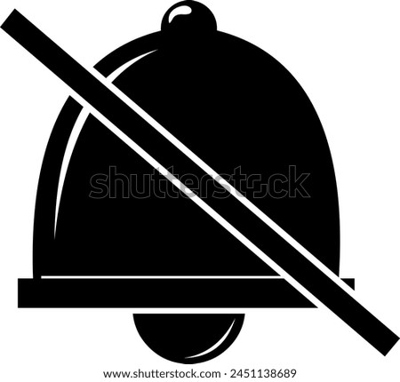 vector illustration black and white icon of a locked or disabled bell object, in concept mute mode