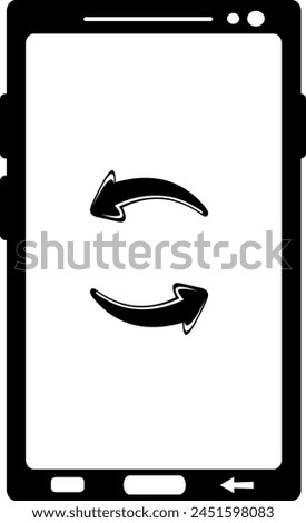 vector illustration black and white icon rotation mode mobile phone display or smartphone