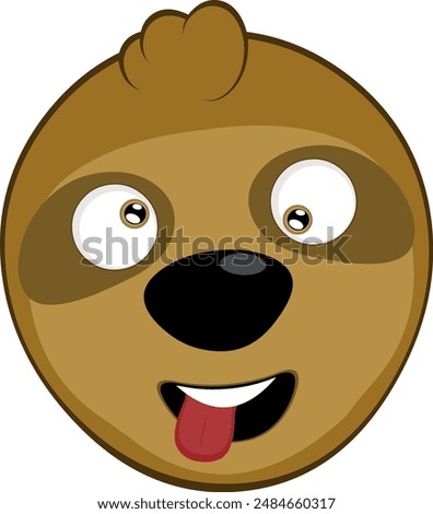 vector illustration face bear sloth character animal cartoon, making crazy and funny expression, with squinty eyes and tongue sticking out