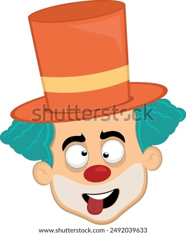 vector illustration face character clown cartoon, making crazy and funny expression, with squinty eyes and tongue sticking out