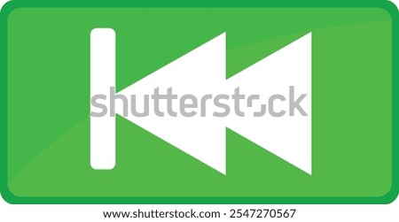 vector illustration green and white icon rewind button