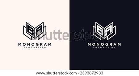 Initials letter BA book study monogram icon line art design vector illustration