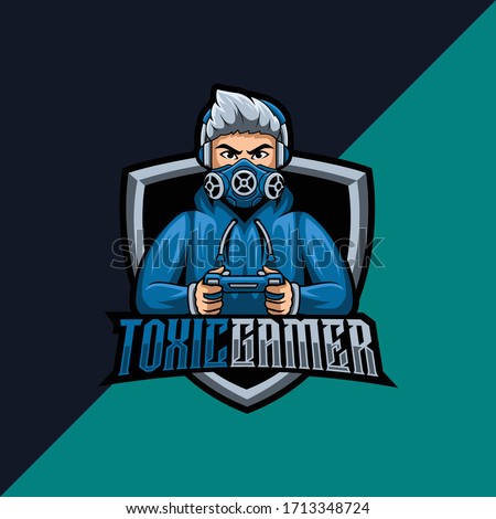 Gas Mask Gamer Mascot Logo for Gaming, Stream Channel or Community