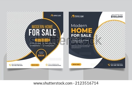 Real Estate Property Social Media Post Template, Modern Home Sale Social Media Promotion, Square flyer Web Banner design Template.