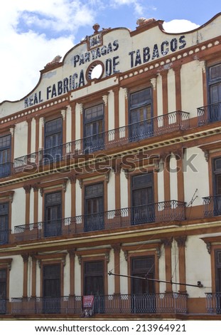 Havana, Cuba, August 9, 2012: The Real Fabrica de Tabacos Partagas is a cigar factory museum in Havana, Cuba. The world famous Habanos cigars are produced in this factory.