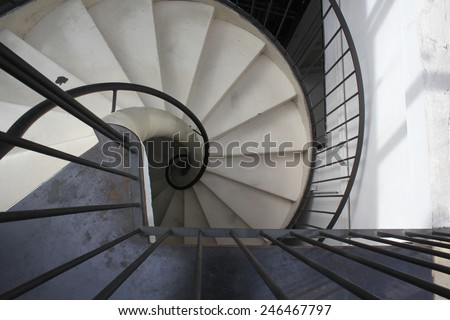MILAN, ITALY - MAY 10: Spiral staircase inside 10 Corso Como public space  in Milan, on May 10 2014