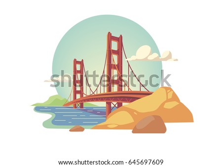 Golden Gate Bridge isolated vector illustration San Francisco California United States of America