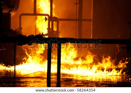 fire on water in industrial fire