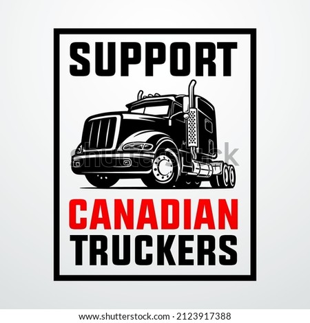 Freedom convoy canada 2022, fight for freedom, end all mandates canadian truckers convoy modernc reative banner sign, design concept, social media post with truck icon on a red canadian background 